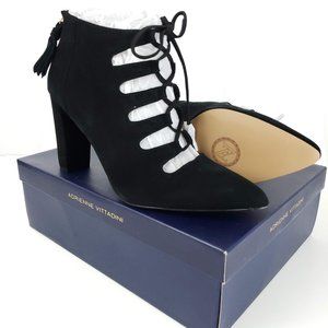 Adrienne Vittadini Neano Lace Black Heeled Booties